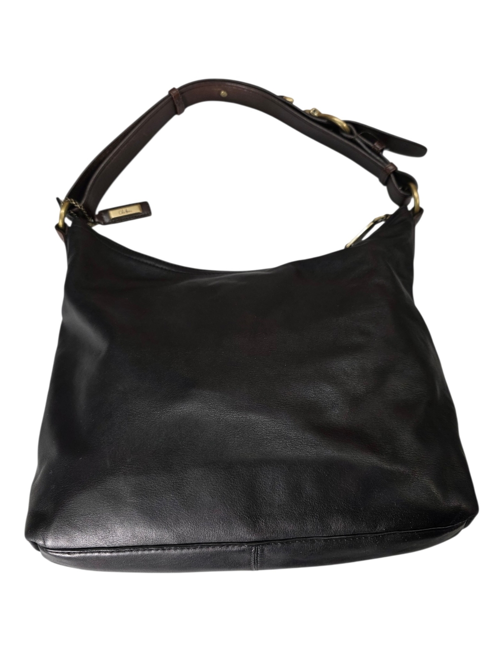 Cole Haan Black Leather Hobo with Brown Strap Accents